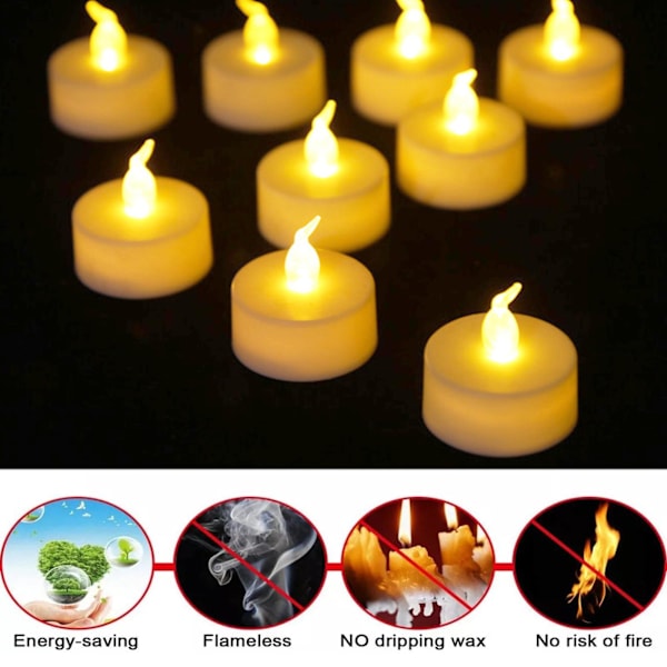 1/10x LED Värmeljus Elektronisk Flimmer Flamlös Ljus XMAS, Gul USNEW B1Z7 flashing yellowA One-size 10pcs