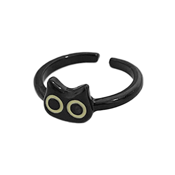 Justerbara legeringsringar med söt punk katt tecknad design och mys B One size