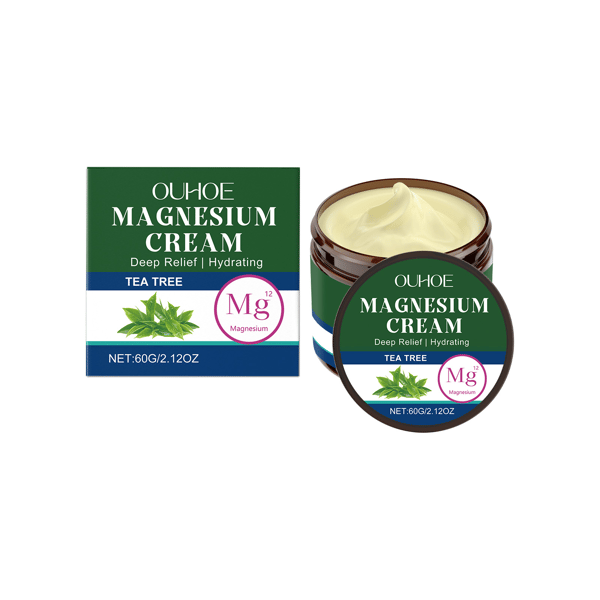Tea Tree Beroligende Magnesiumkrem for kroppen for avslappende søvn og lindring av ubehag i håndledd og knær.