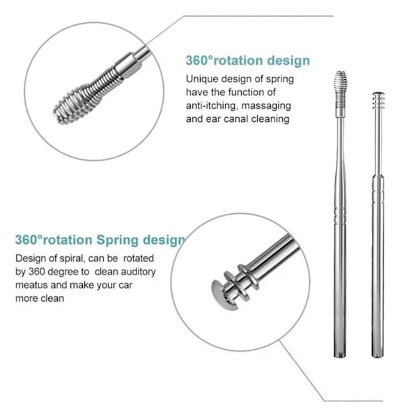 10 st hushåll bärbar öron sked spiral fjäder öron plockning för eight One-size