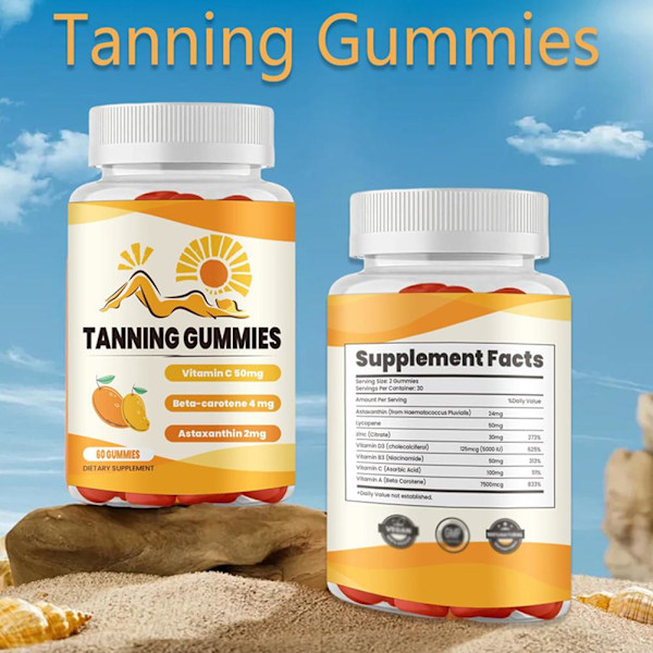 1-3X Bronze Bites Tanning Gummies Mango, 60 Gummies Super Tannin yellowA 60pcs 2pcs