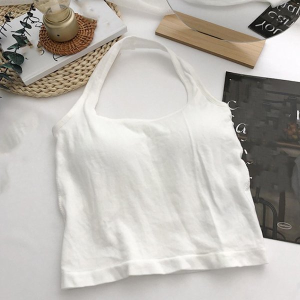 Linne, rygglöst med inbyggda bh-inlägg, Sling Vest Top Q9C7 I9T1 Khaki One size