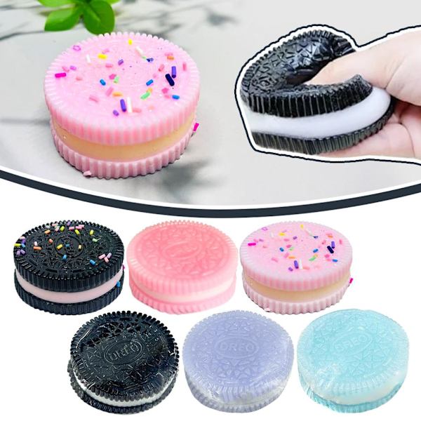 Oreo Cookie Kläm Leksak Stresslindring Kex Nyp Barn Presenter Lera Musik H1n0 Black 1pcs
