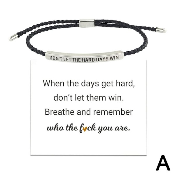 CTDWNT Låt inte de svåra dagarna vinna armband för kvinnor och män, Inspira Black onesize