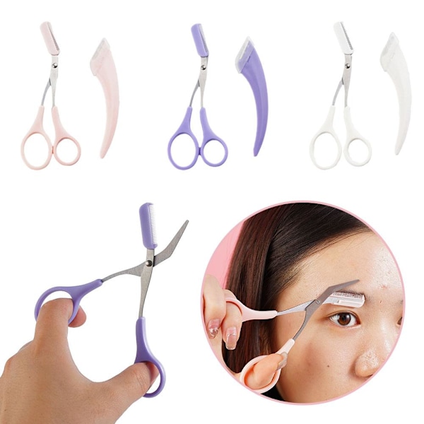 Crescent Ögonbryns Trimmer Med Ögonbrynskam Och Mikro Skrapa Öga pink One-size