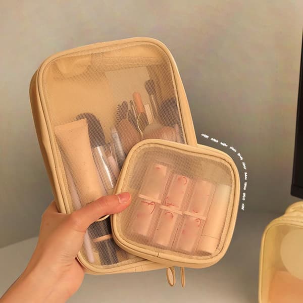 Dame Makeuptaske Mesh Rejseopbevaringstaske E7J0 White MB