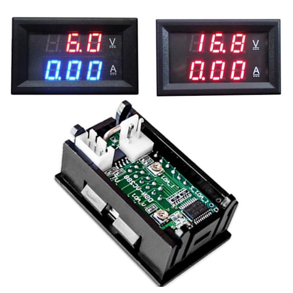 DC100V 10A Voltmeter Ammeter LED Dubbel Volt Amp Meter Spänning Ström blackB 10A double red