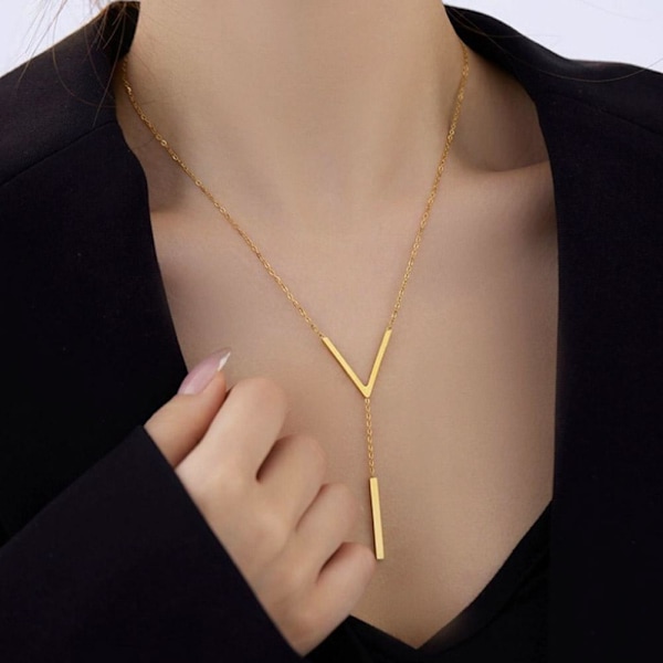 V-formad Halsband Kedja Kroppskedja Smycken Halsband Glansigt Nytt