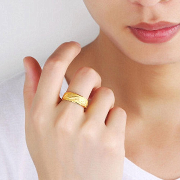 Herr Öppen Ring Dominerande Mode Ring Enkel Retro Herr Bredbrättad Accessoarer Mode W8K2 Golden One size
