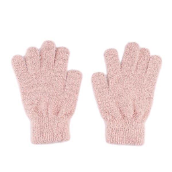 2x Mink Sammet Tjocka Handskar Fluffiga Päls Helfingerhandskar Vantar Varma Gl`AU. Pink One size