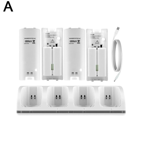 4-i-1 Laddningsstation för Wii & Wii U Fjärrkontroll, Laddare white 1pcs