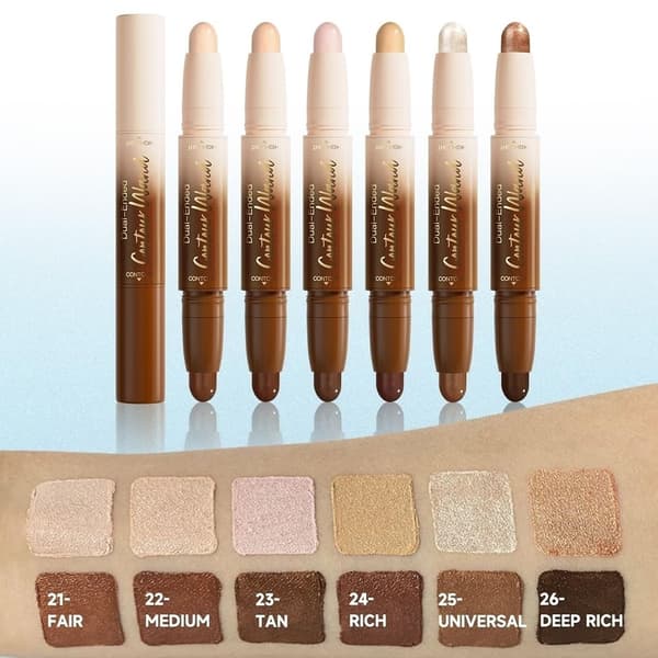 2-i-1 Ansiktshighlighter Luminizer Bronzer konturstift 26 Deep Rich