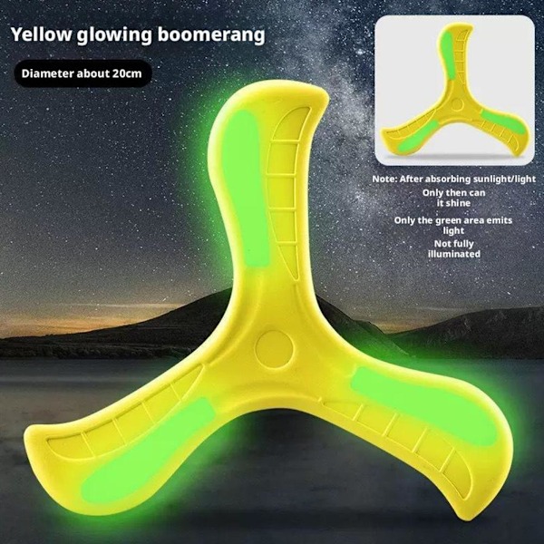 Boomerang Självlysande Flygande TeFat Mjuk Återvinningsbar för Barn Orange 1pcs