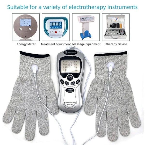 1 par ledande silverfiber-elektrodhandskar elektroterapi gray XL 1pcs