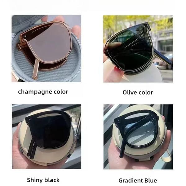 Vikbara solglasögon för kvinnor Resevänliga Retro Ram Stora Solglasögon Anti-uv W4U4 black 1 set