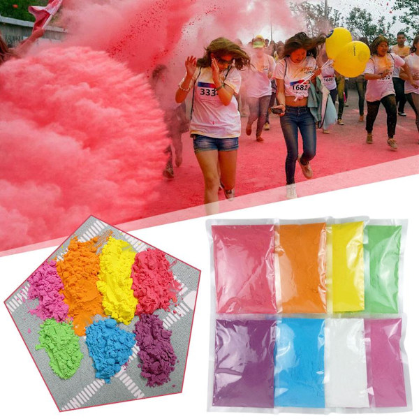 Holi Färgpulver - 14 Förpackningar x 70gram - Rangoli Färger För Diwal 8-colours 800g