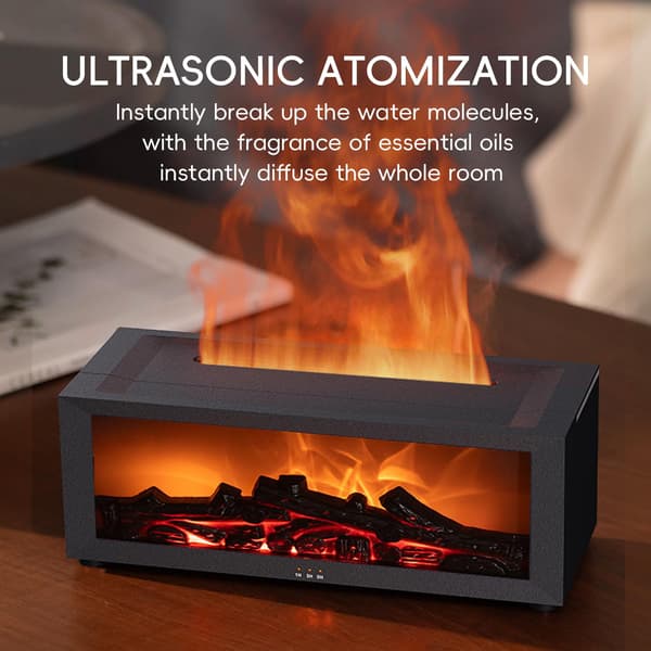 Eterisk oljediffuser, 7 farger peisflamme oljediffuser, 150 ml ultralyd aromaterapi luftfukter, duftdiffuser med fjernkontroll og timer