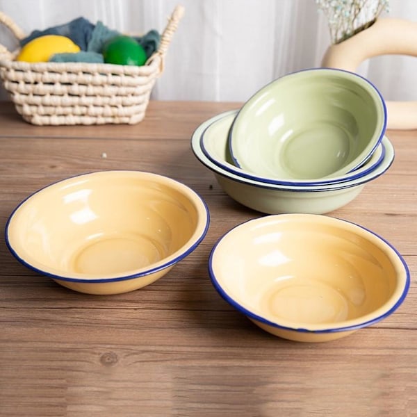 Emajerad slätvalsad soppskål gul multi specifikation H Yellow 18cm