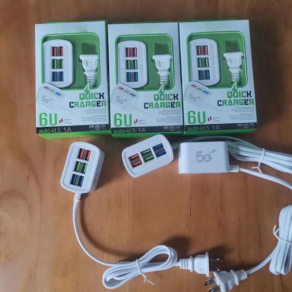 Universal laddare för smartphone, 6 USB-portar, laddningsstation