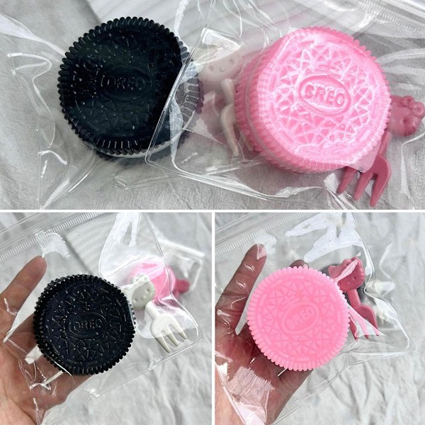 Söt Cartoon Ost Oreo Cookies Kaka Squishy Mat Slow Rising C Black 1pcs