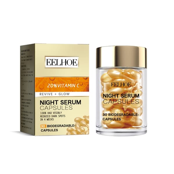 C-vitamin ansigtskapsler lysner, fugter, reducerer rynker, opstrammer, reparerer hudbarrieren og mindsker fine linjer.