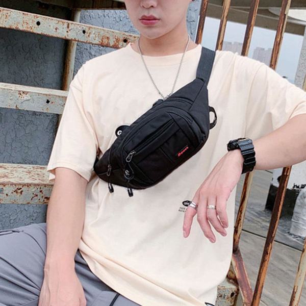 Unisex Bältesväska Mode Vattentät Bältesväska Koreansk Crossbody Bältesväska Dam Mode Sport Axelväska Ny Dam Bröstväska black One-size
