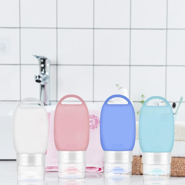 Påfyllningsbara reseflaskor med krok - 4-pack, utomhusbruk