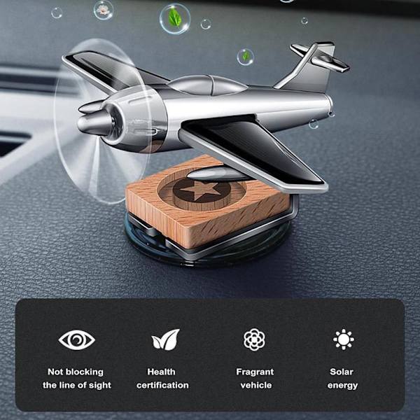 Bilinstrumentbräda Flygplansdekoration Solcellsdriven Luftfräschare Diffuser Aromaterapi Black 1pcs