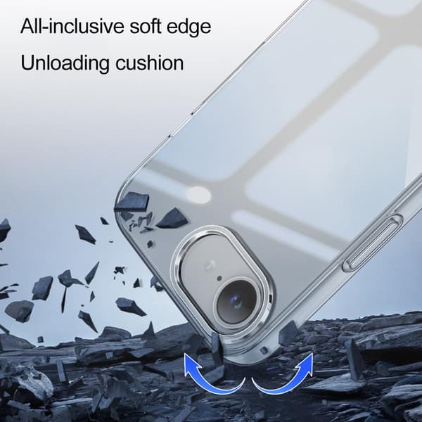För iPhone 16e Stötsäkert TPU Transparent Mobilskal Snabbt