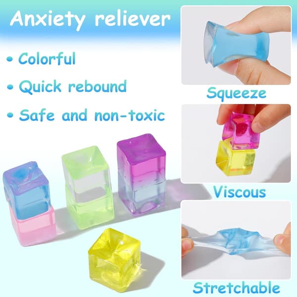 Isbit Sensoriska Leksaker 24 st Squishy Fidget Stresskub för Vuxna Barn Ångest Stresslindring Handterapi Sensorisk Squishy Boll Klassrumsprislåda T