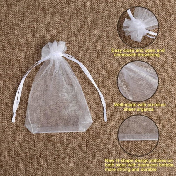 Dragkedjor Organza Påsar, Genomskinliga Organza Påsar, Mini Genomskinliga Dragkedjor whiteA 1pcs 30pcs