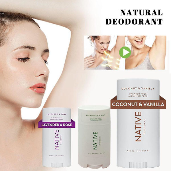 75 ml Native Deodorant Gurka & Mint / Citrus & Musk / Kokos & Vanilj. green 75g