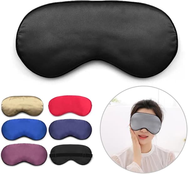 Sovmask, ögonbindel, ögonbindel i siden, sovmask i siden, vadderad ögonlapp för sömn (lila)