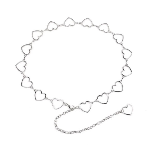 Hjärtformad midjekedja Bälte Elegant metall midjekedja Midjeband  Silvery 1pcs
