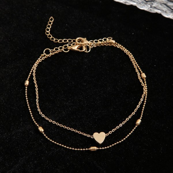 NYTT Löv & Hjärta Anklet Fotkedja Boho Strand Pärlor Silver A One size