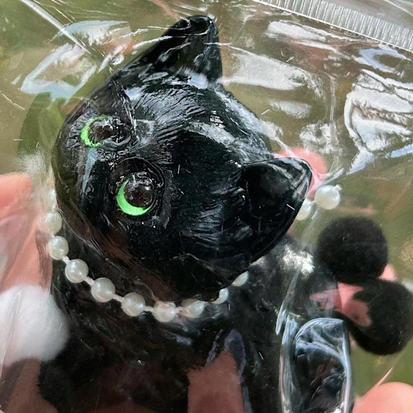 Kattklämleksaker, Söta Katt Squishies Klämleksaker, Handgjorda Taba S Black One size