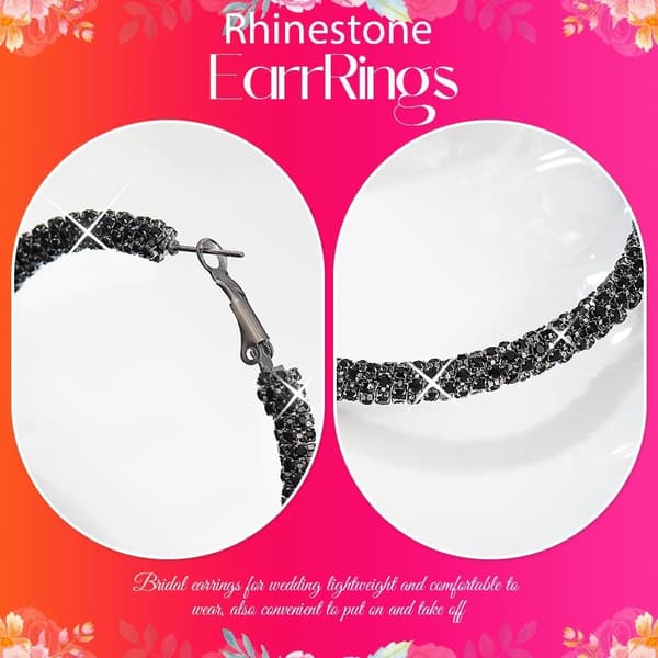 Rhinestone Brude Ring Øreringe Sølv Glimtende Bryllupsøreringe Store Creoler Smykker til Kvinder