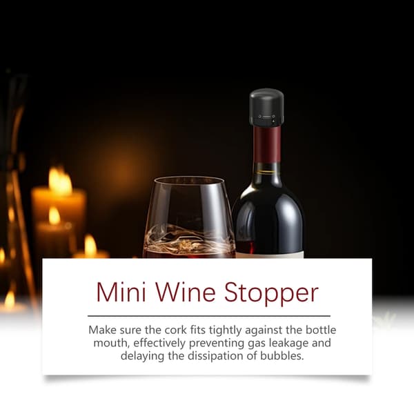 Mini vinprop, silikonemateriale, egnet til lækagesikre propper til mousserende vin