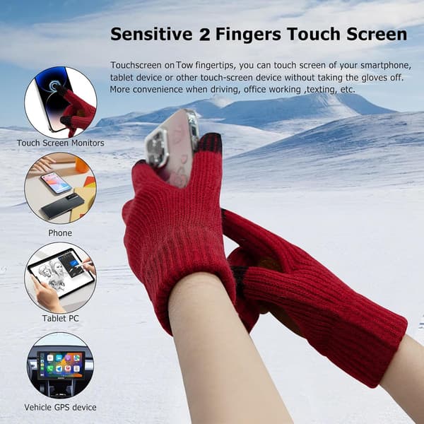 Langærmede vinterhandsker, unisex, varme, skridsikre, touchscreen vinterhandsker, strikkede varme handsker, forede elastiske handsker
