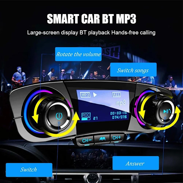 Bluetooth Bil FM-sändare MP3-spelare Handsfree Radioadapter