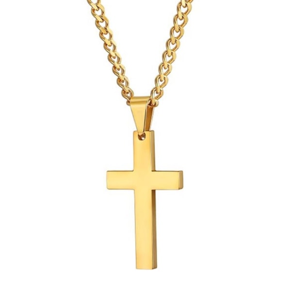 Enkel Korshänge Kedja Halsband Smycken Män Svart/Guld silver one-size
