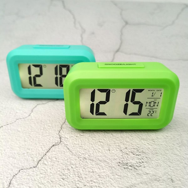 Digital Väckarklocka Batteridriven Snooze Nattlampa Design 5 Färger black One-size