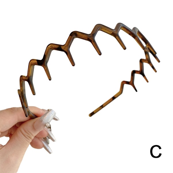 Ansiktsrengörings Zig Zag Hårband - Plast Hajtand Hårkam brown One size