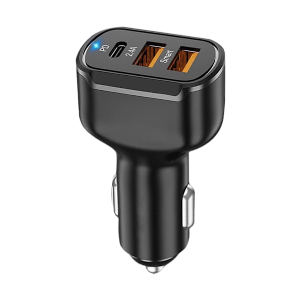 3-i-1 Dubbel USB Billaddare Adapter Snabbladdning med Spänning D