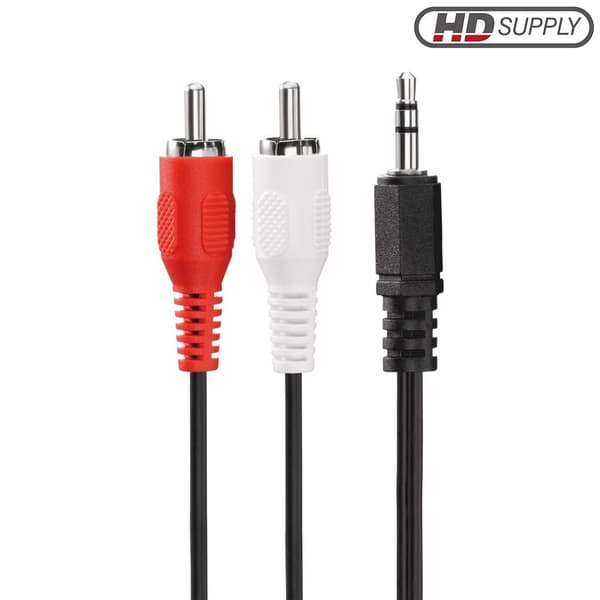 030-030 Stereolydforlengelseskabel, 2 RCA-plugger til 3,5 mm-plugger, 3,00 meter, svart