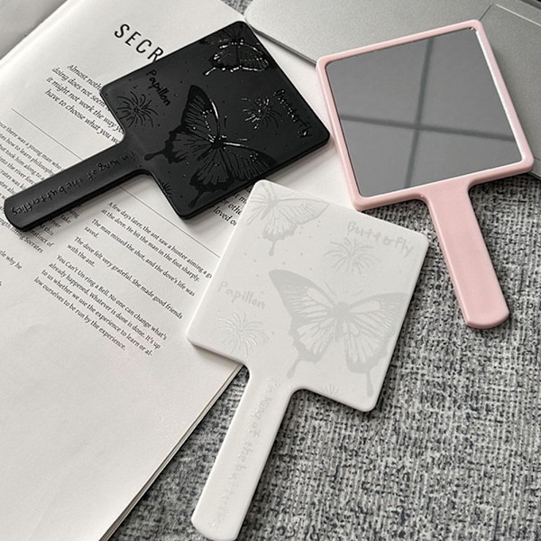 Högkvalitativ Handspegel Enkel Fjäril Handspegel Smink Skönhetsspegel Z7c0 pink One size
