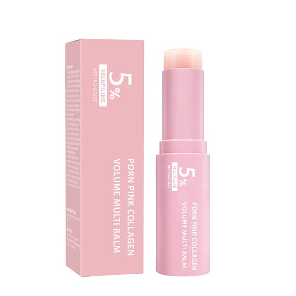 Pink Collagen Læbepomade til Tørre Læber - 10g Multi-Effekt Essens