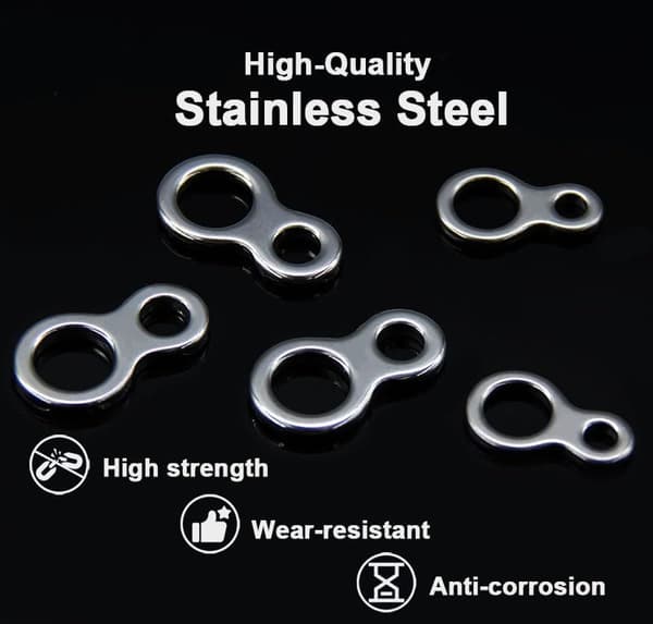 50 stk. figur 8 fiskesolide ringe jiggingringe 14mm~19.5mm rustfrit stål