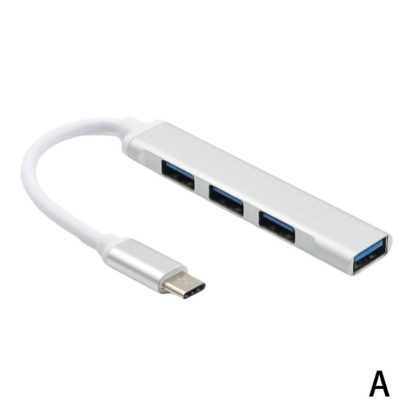 USB C HUB 3.0 Typ C 4-Port Multi-Splitter OTG Adapter för PC An black Type-C