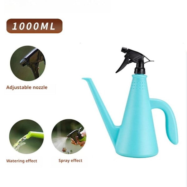 2 i 1 Vattenkanna med Spruta, 1 L Plast Dubbelverkande Sprin Green 1pcs